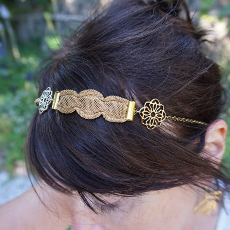 headband doré maille vintage